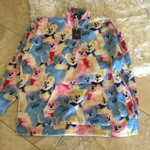 Lazy Oaf UNISEX Fleece bear Top size XL New Oversized